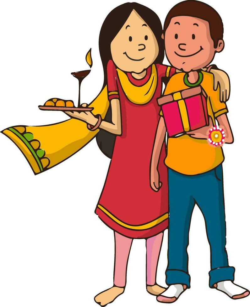 Character of brother and sister for Raksha Bandhan. vector