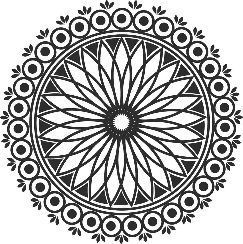 Black and white illustration of floral mandala. vector