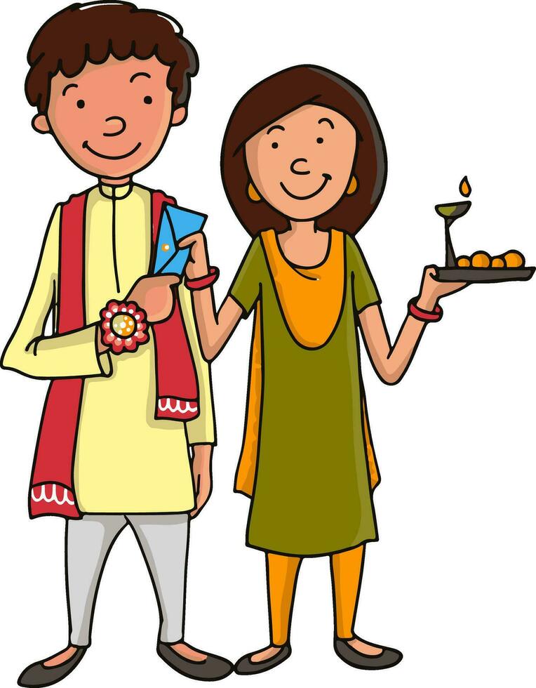 Character of brother and sister for Raksha Bandhan. vector