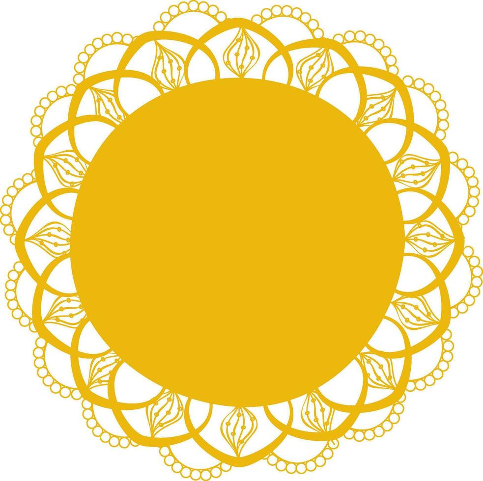 Yellow floral design decorated frame. vector