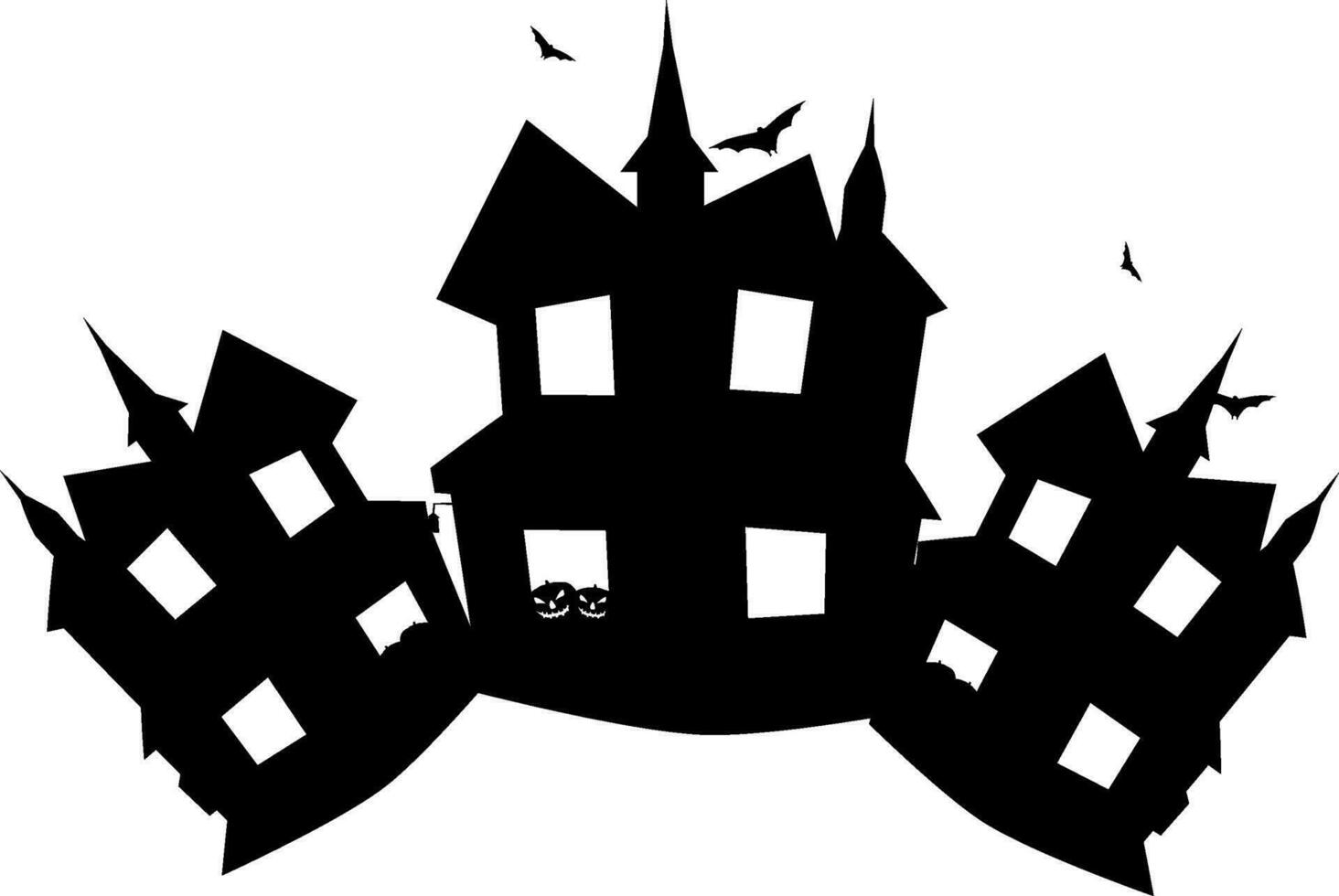 Silhouette of haunted house with bats. vector