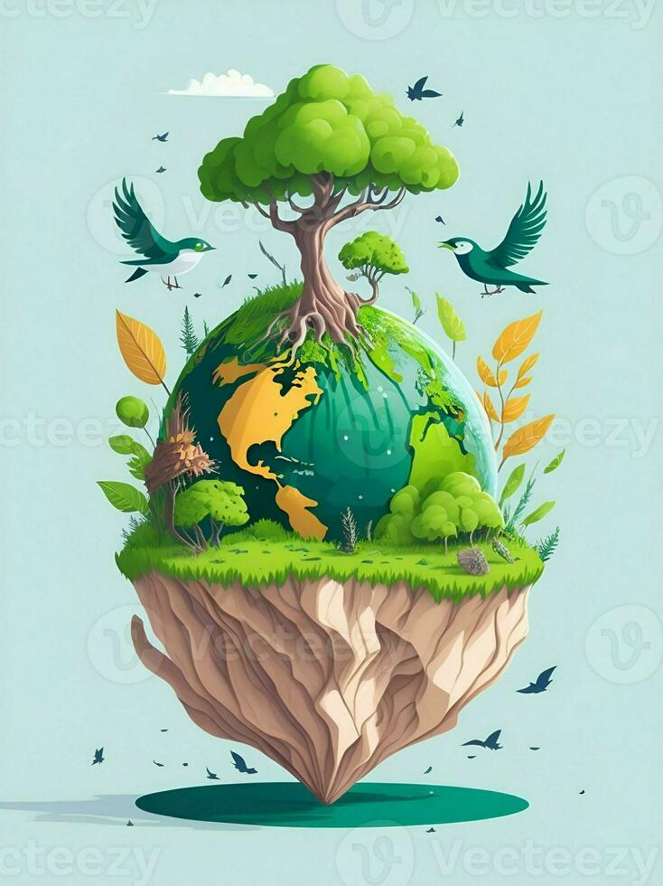 3d Earth day concept, World environment day, Earth day banner and World Environment day concept photo