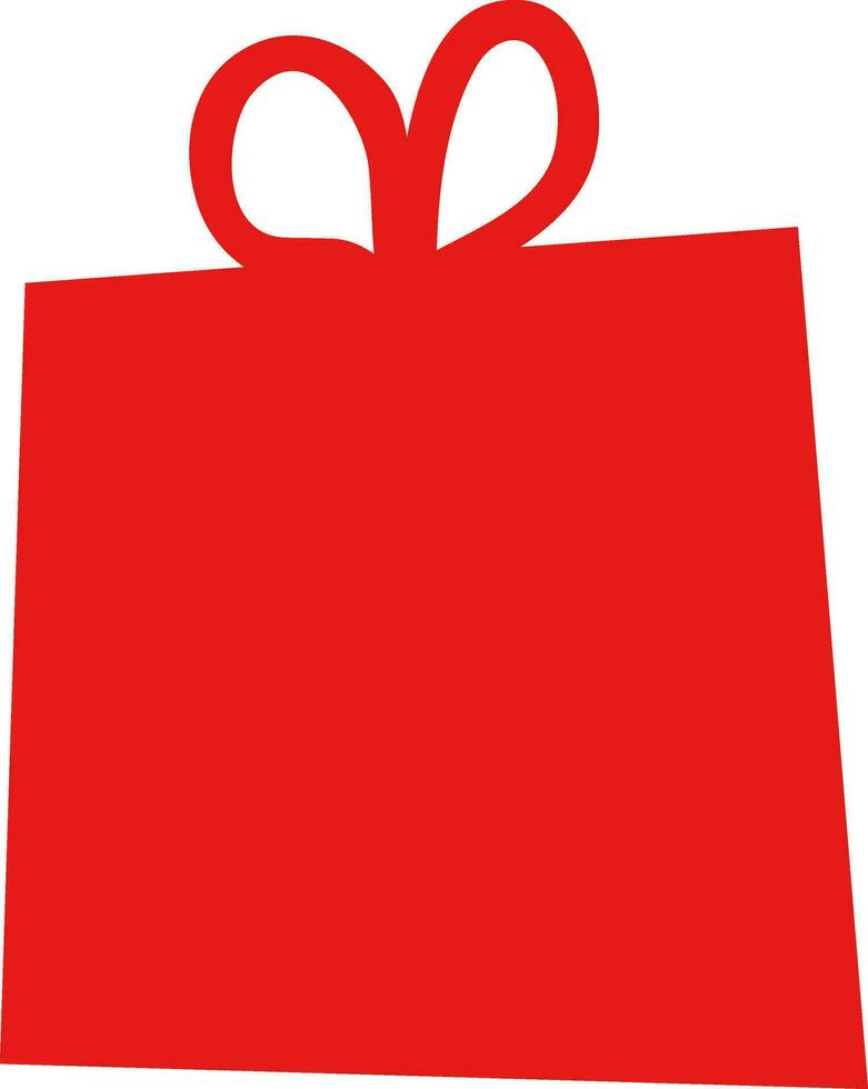Red color silhouette of gift box. vector
