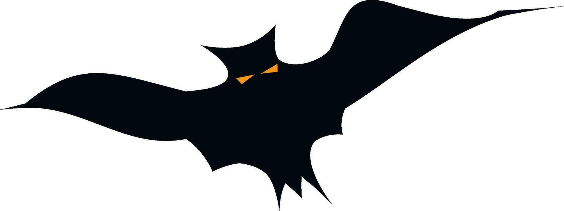 Isolated silhouette of flying bat with scary vampire eyes. vector