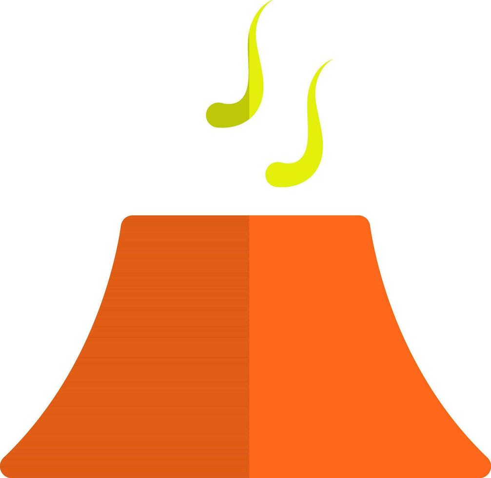 Illustration of a volcano in orange and yellow color. vector