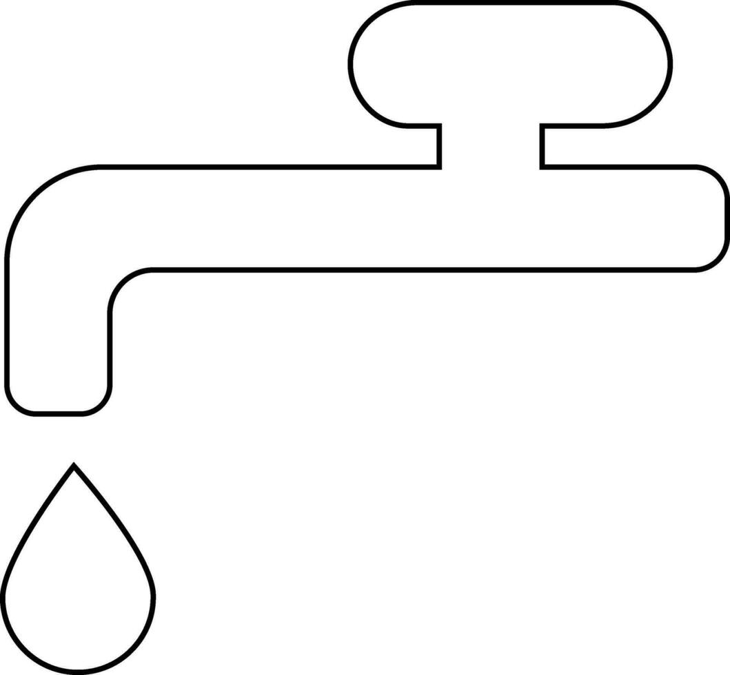 Water tab with falling drop in black line art. vector