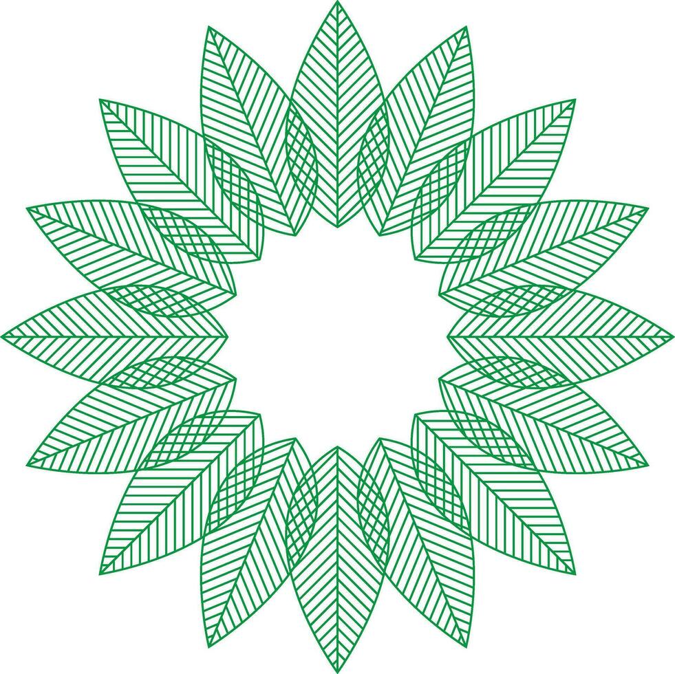 Beautiful green line art flower design. vector