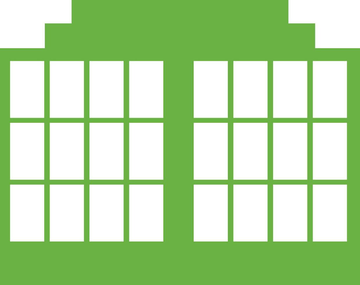 Green and white building. vector