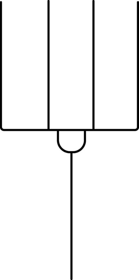 Black line art illustration of a rake icon. vector