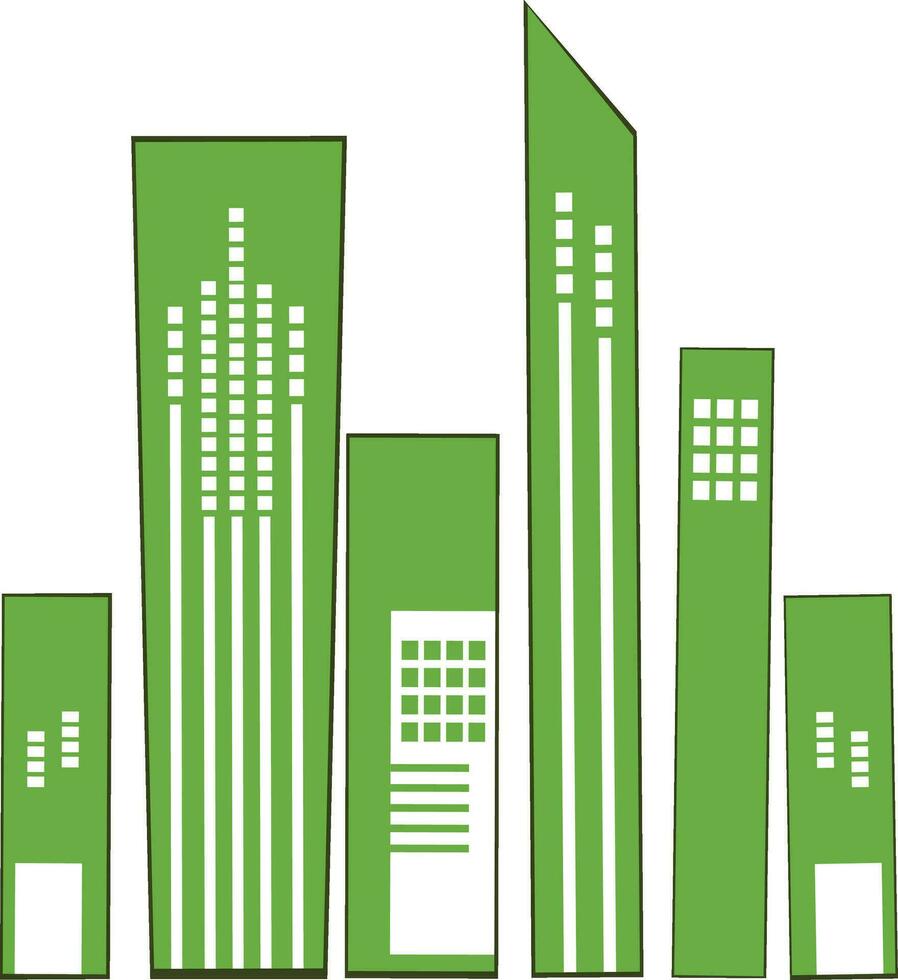 Green and white building. vector