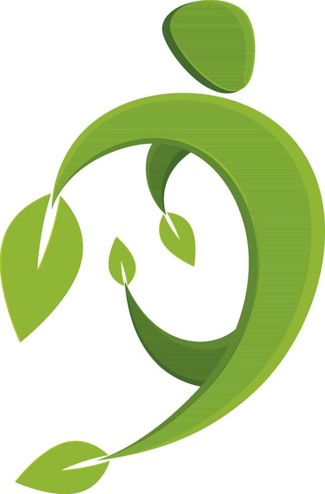 Eco man with green leaves. vector
