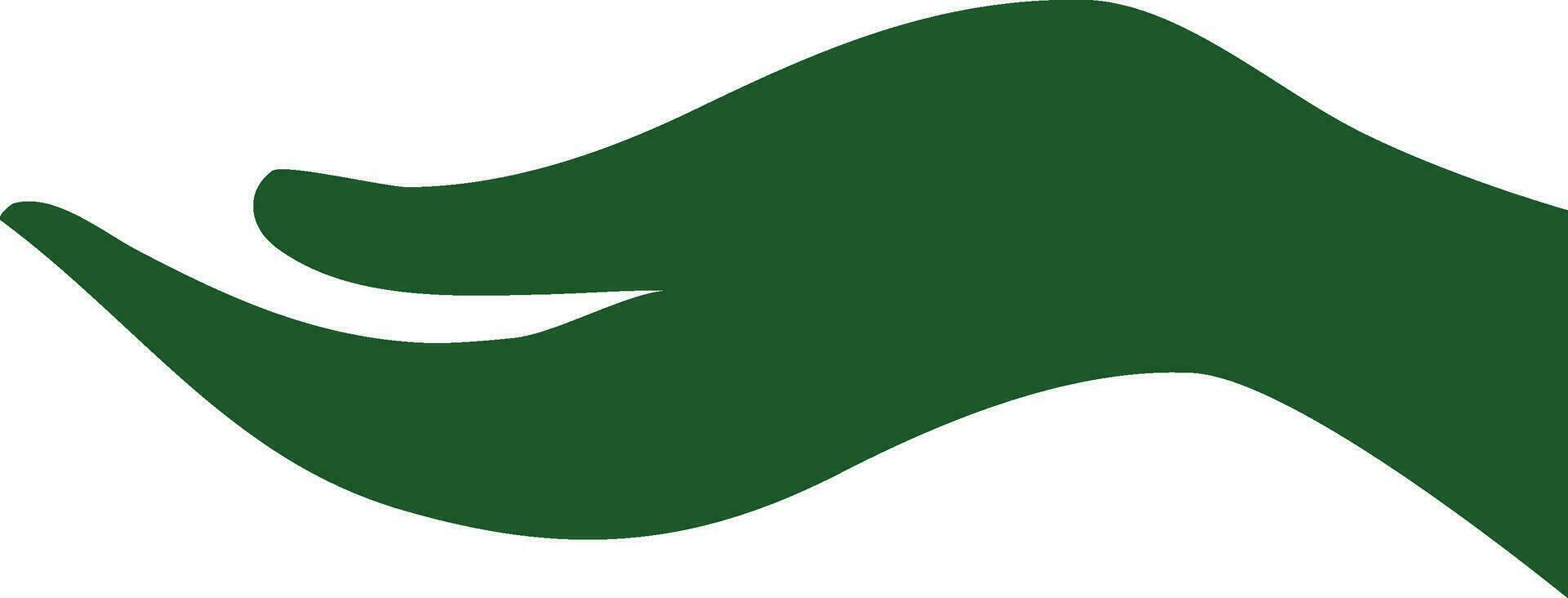 Green open human hand on white background. vector