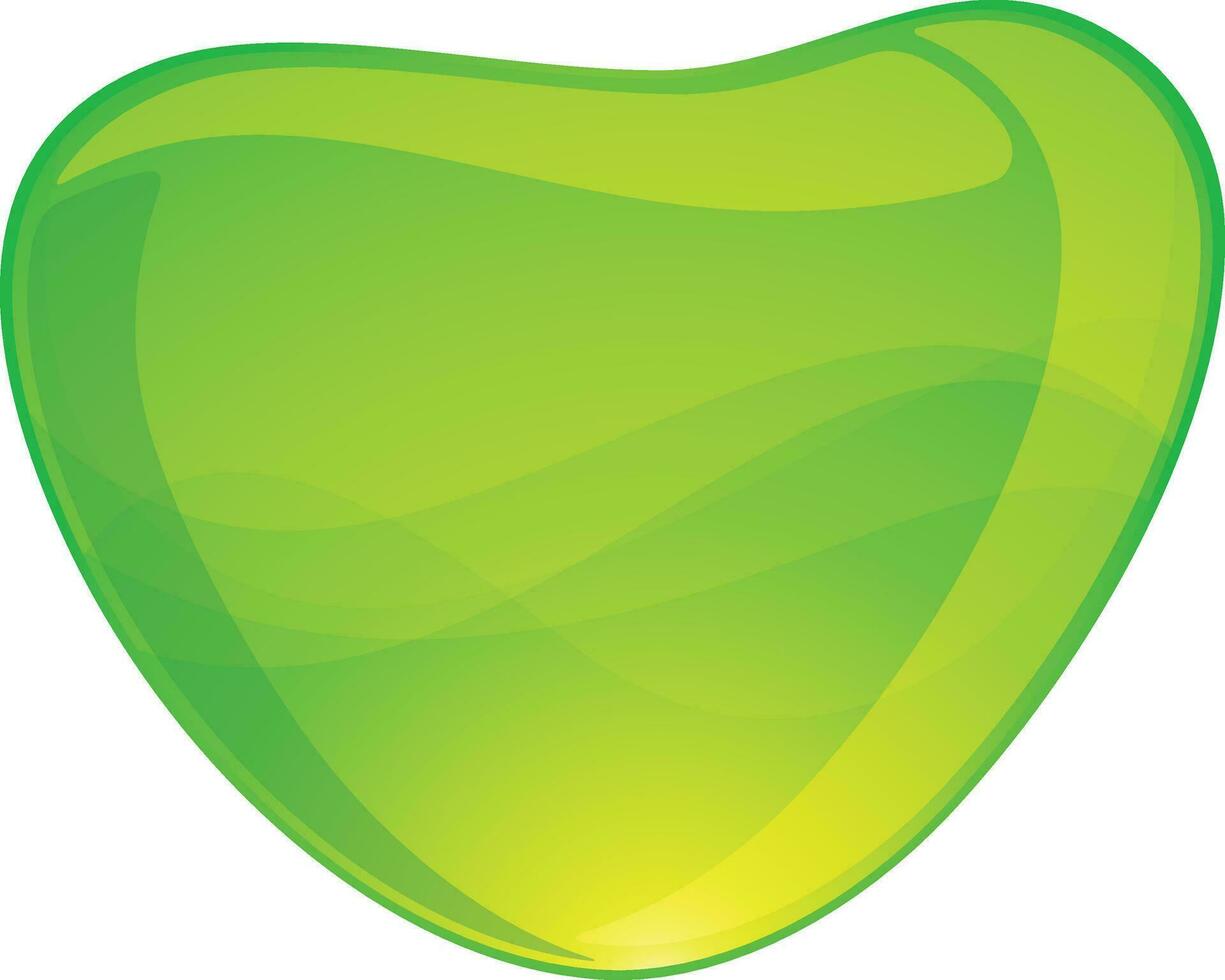 Glossy green heart on white background. vector