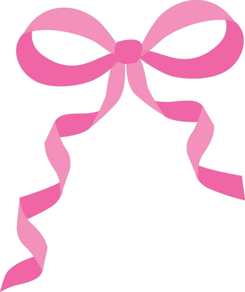 Beautiful pink bow ribbon on white background. vector