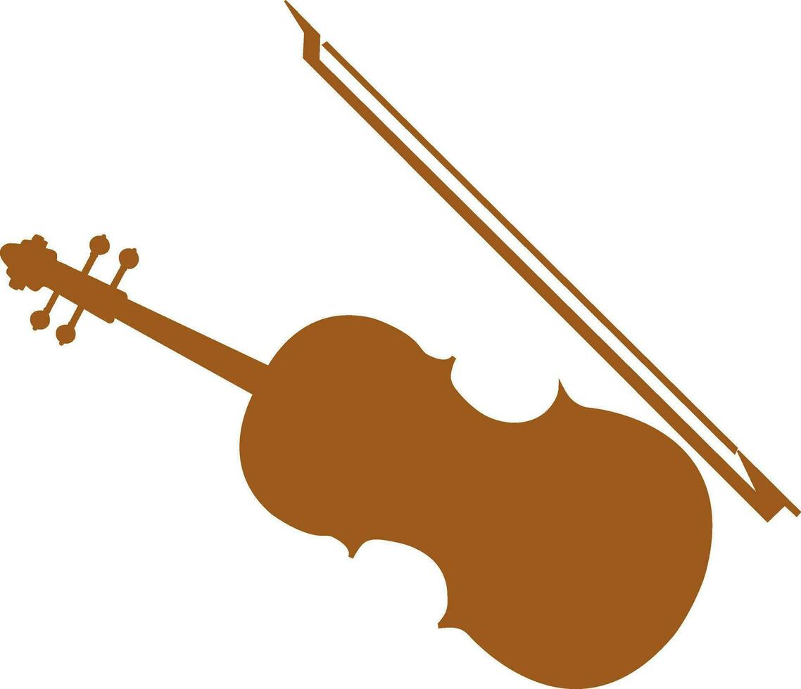 Brown violin and bow. vector