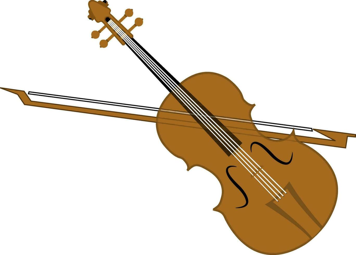 Brown violin and bow. vector