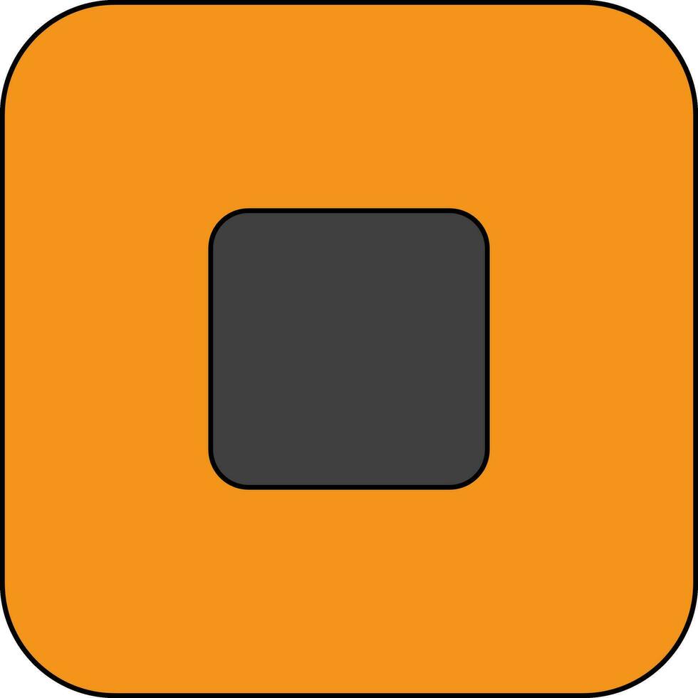 Stop button icon with orange color background and stroke style. vector