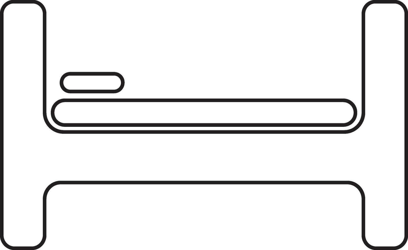 Flat line art hospital bed on white background. vector