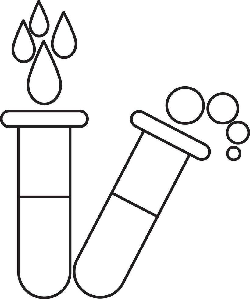 Black line art illustration of test tubes. vector