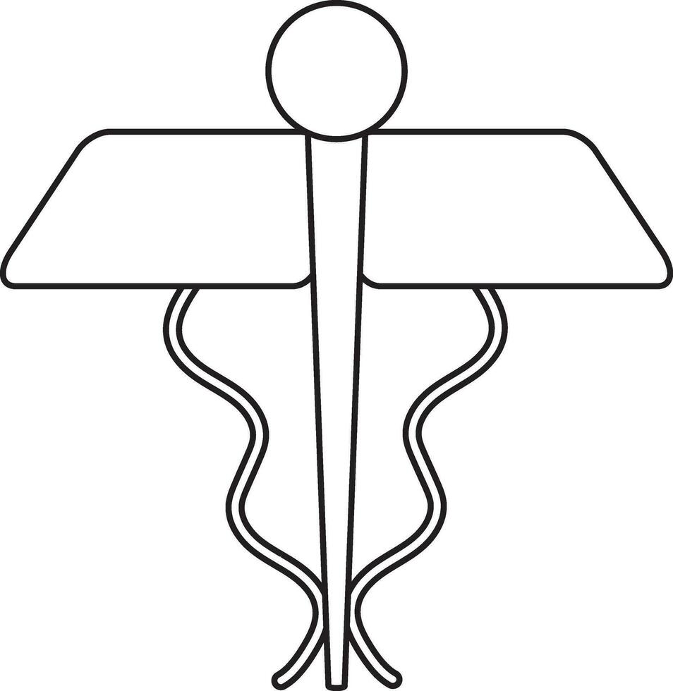 Line art caduceus on white background. vector