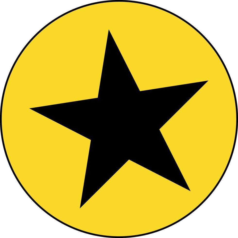 negro estrella en amarillo círculo. vector