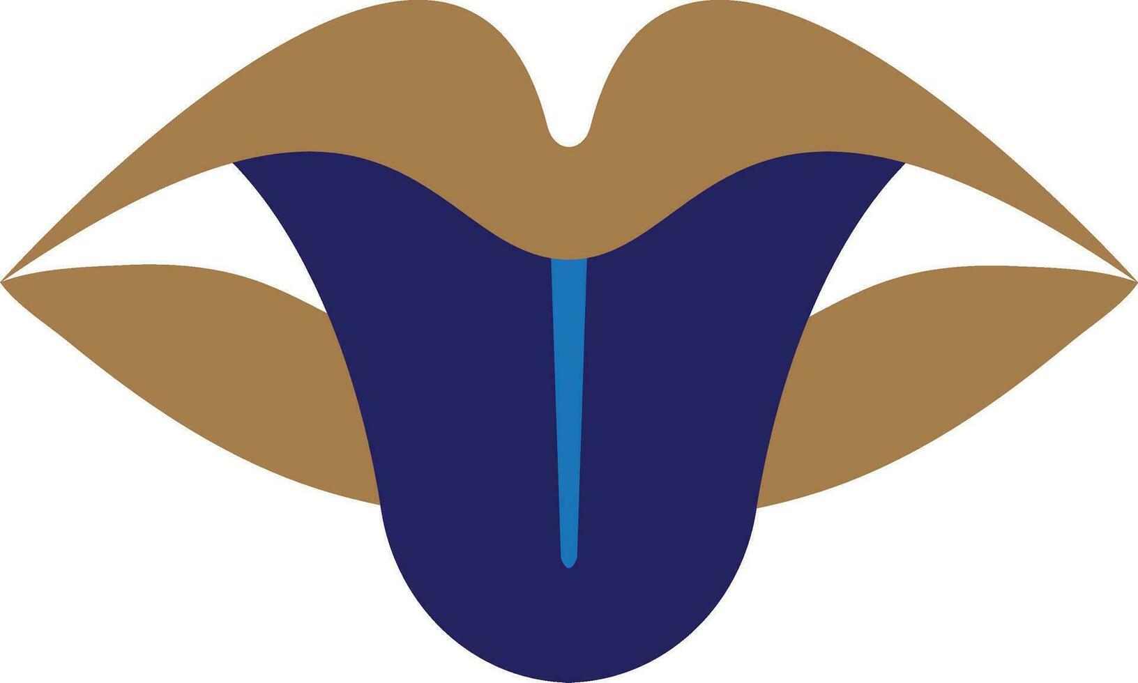 Blue and brown tongue in flat style. vector