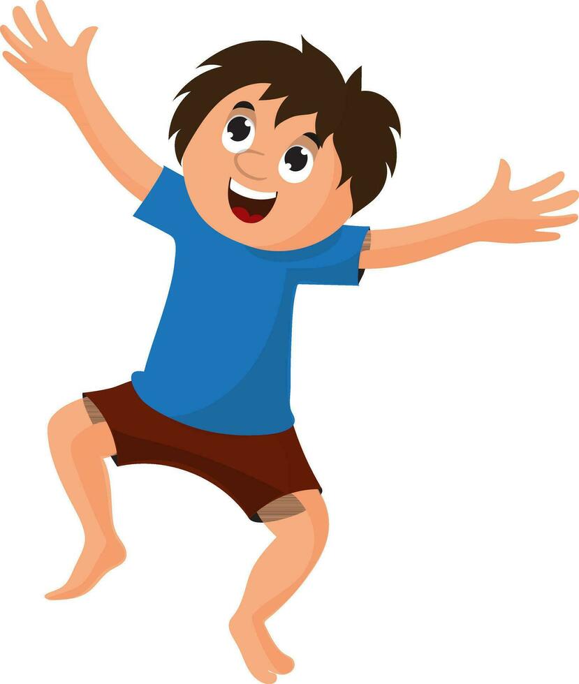 Happy boy and jump on white background. vector