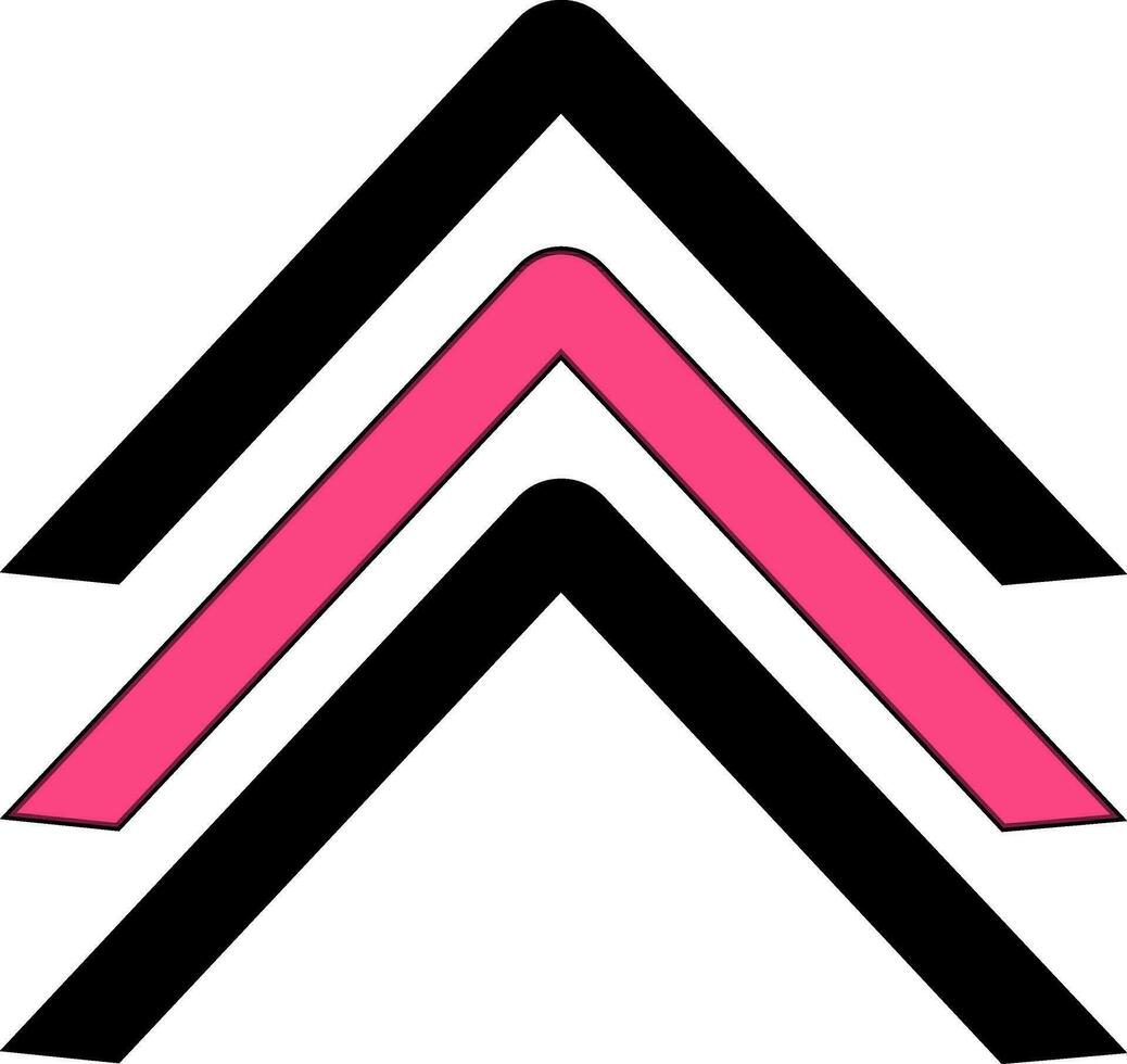 Pink and black navigate up arrows pointing sign. vector