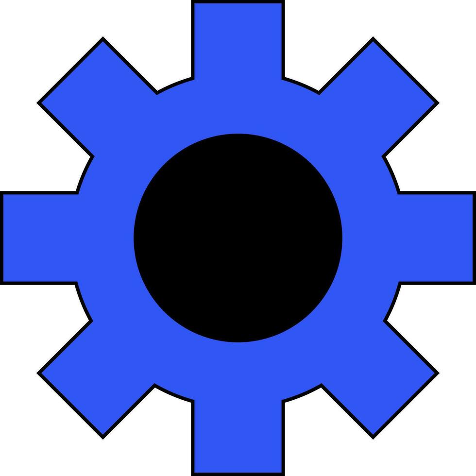 Cogwheel in black and blue color. vector