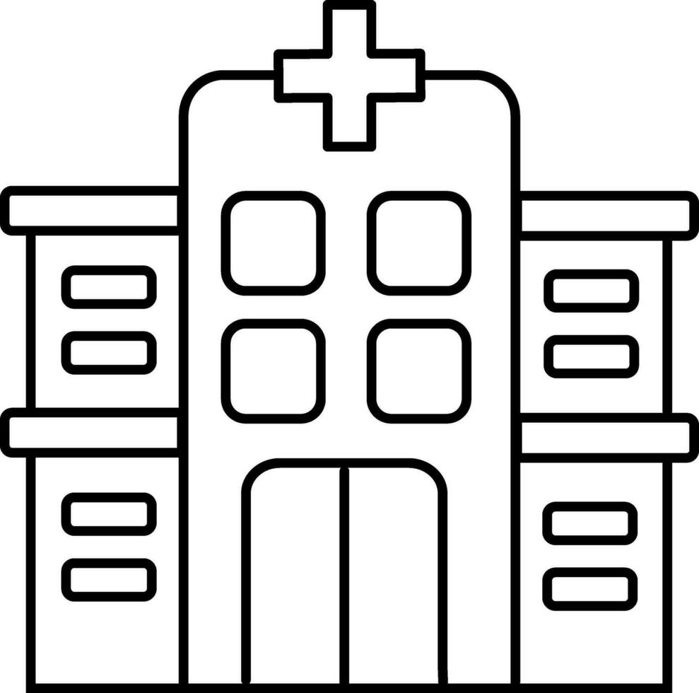 Line art illustration of Hospital Building. vector