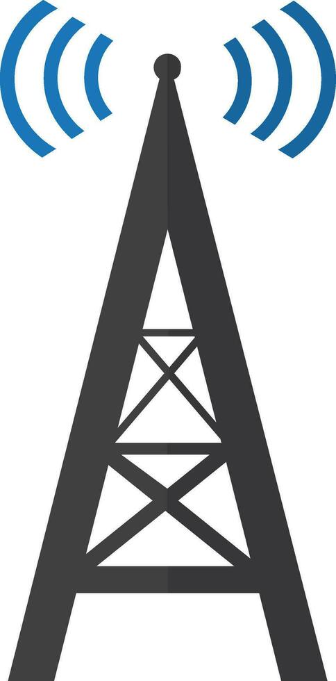 Illustration of cell phone tower icon in color and half shadow. vector