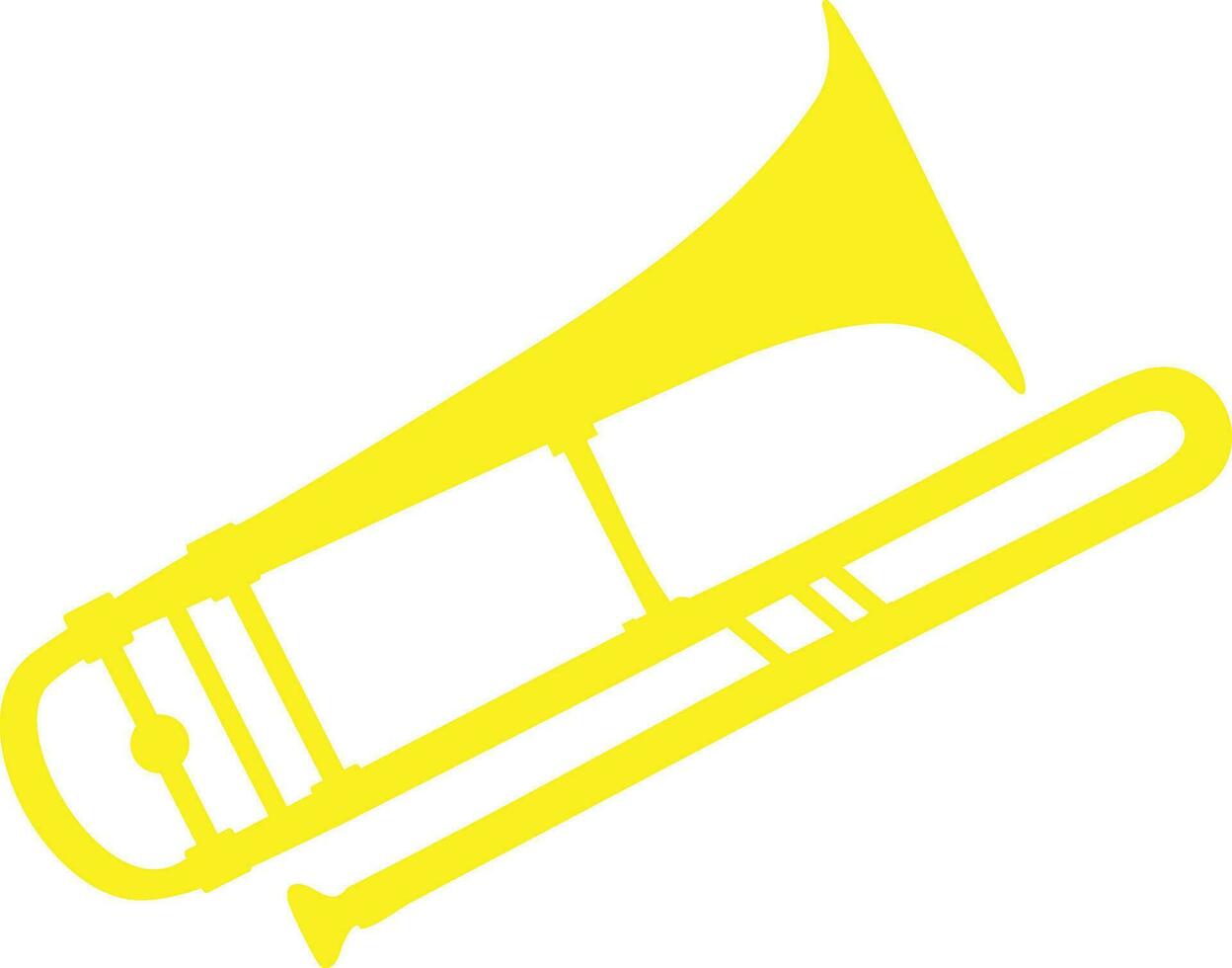 trompeta música instrumento en amarillo color. vector