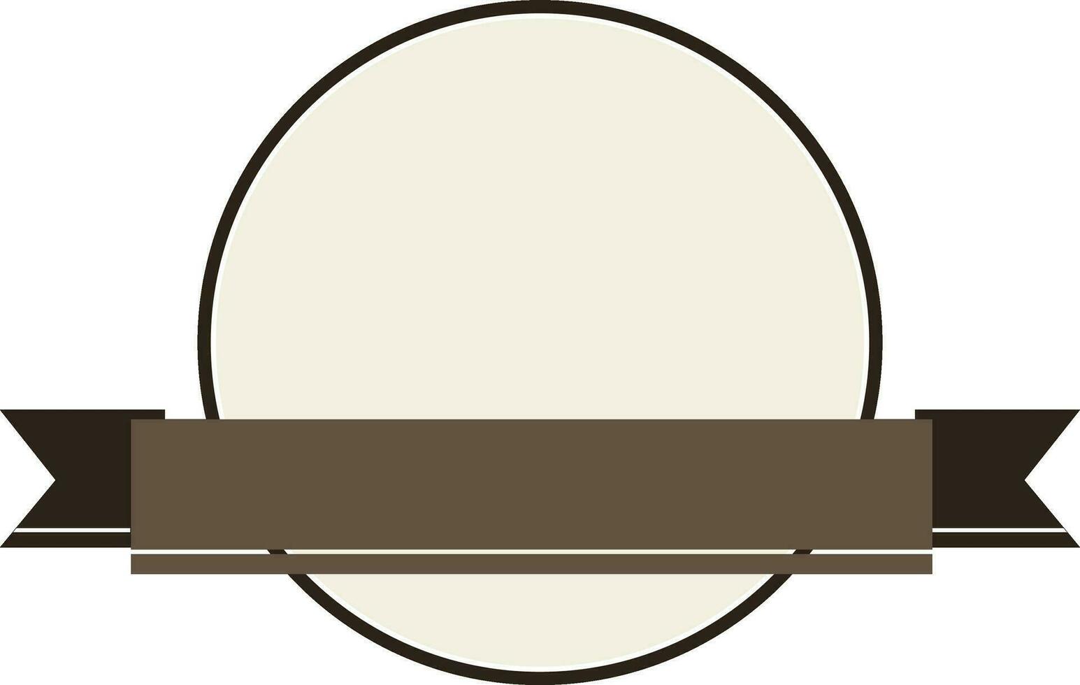 Blank circle with brown ribbon. vector