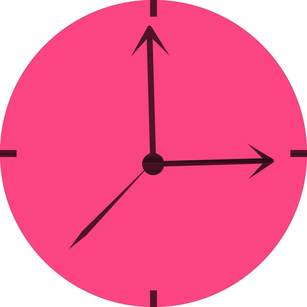 Pink and black wall watch. vector