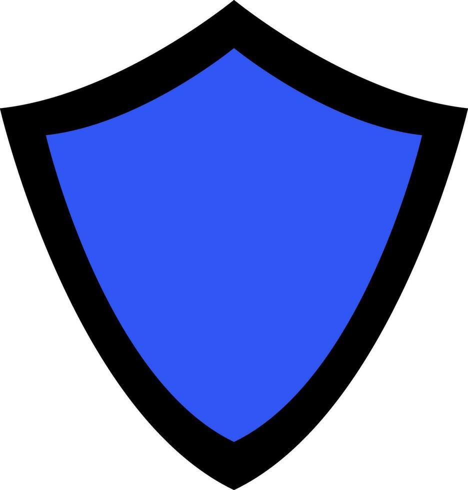 Black abd blue shield in flat style. vector