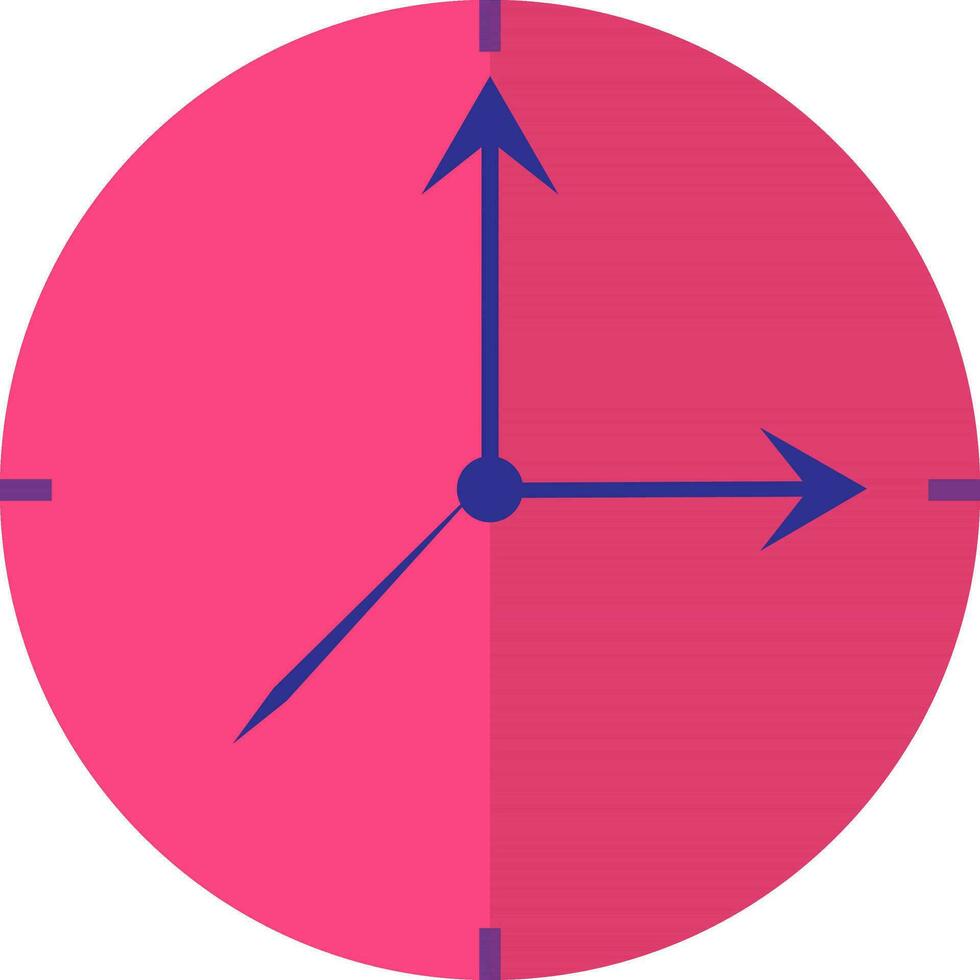 Pink and black wall watch. vector