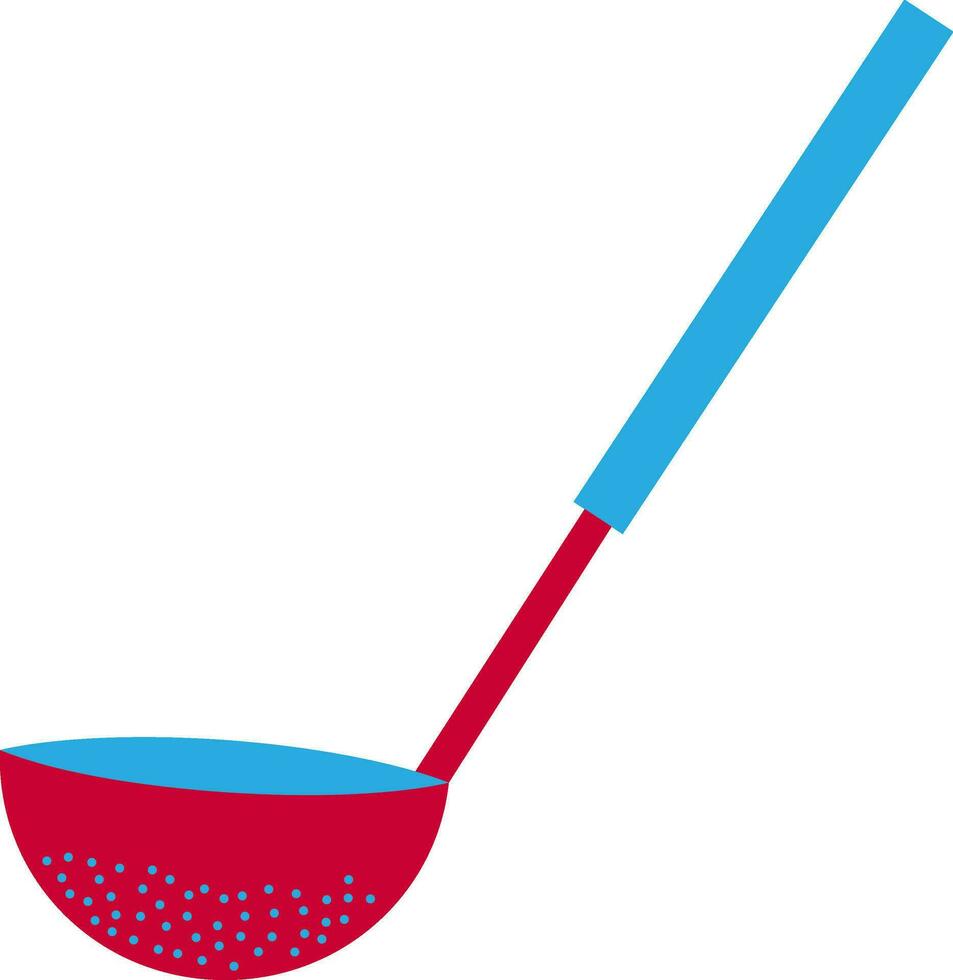 Red and blue kitchen ladle in flat style. vector