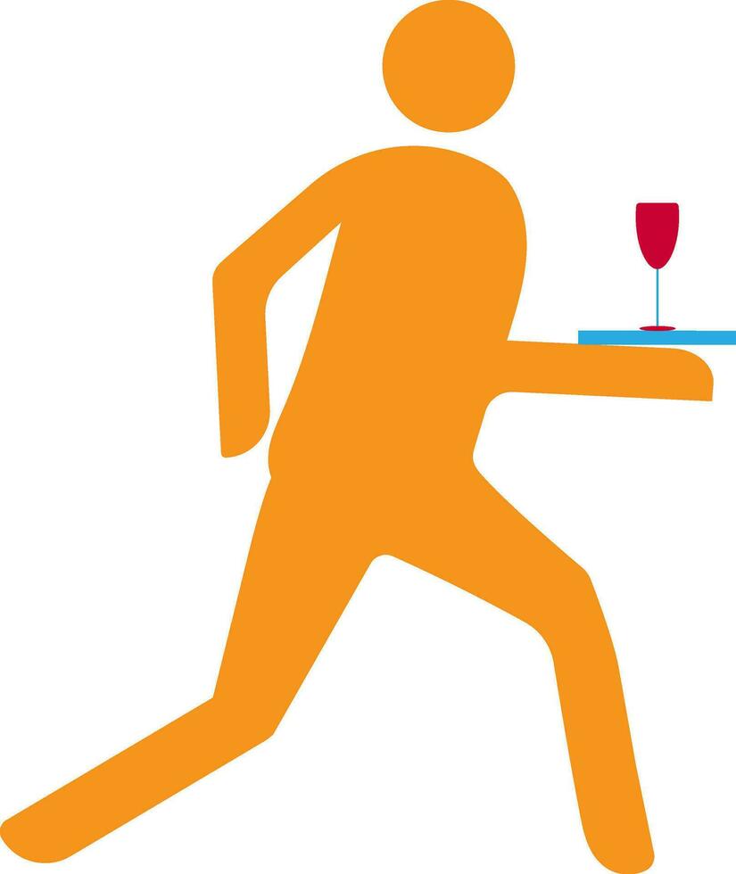 Faceless waiter serving drink on a tray. vector