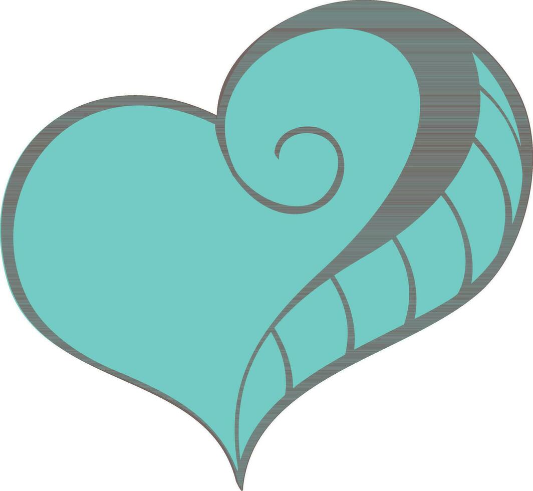 Decorative green heart in flat style. vector