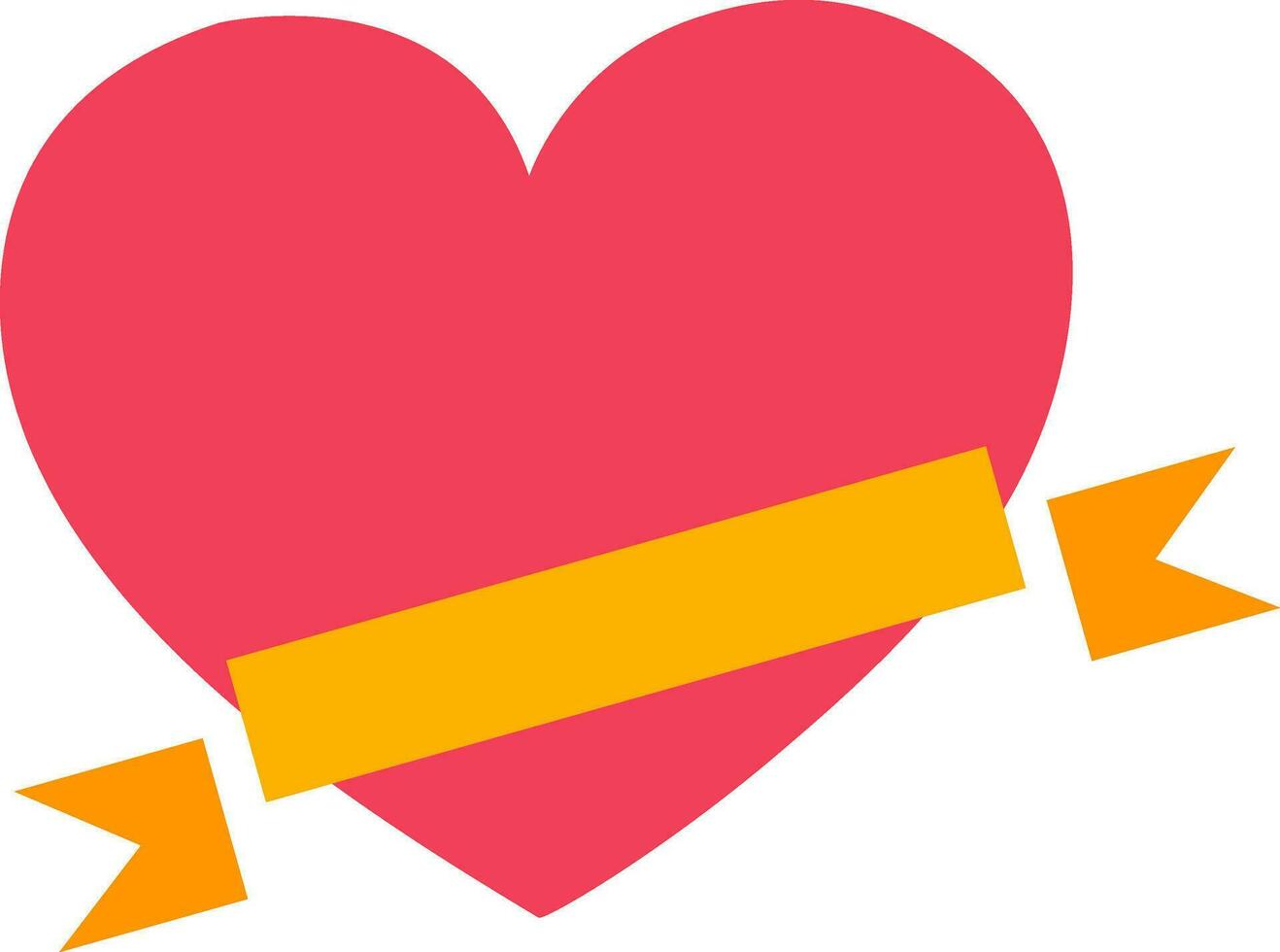 plano rosado corazón con amarillo cinta. vector