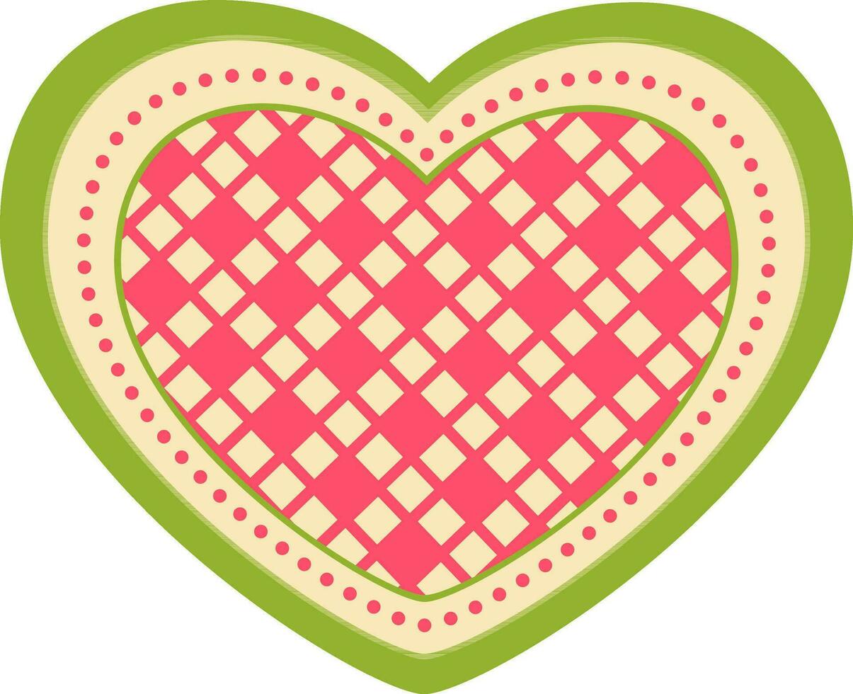 Flat style decorative heart in pink and green colors. vector