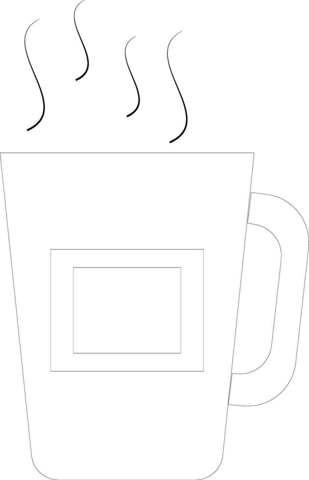 Flat style black line art hot cup on white background. vector
