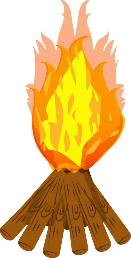 ilustración de ardiente en leña. vector