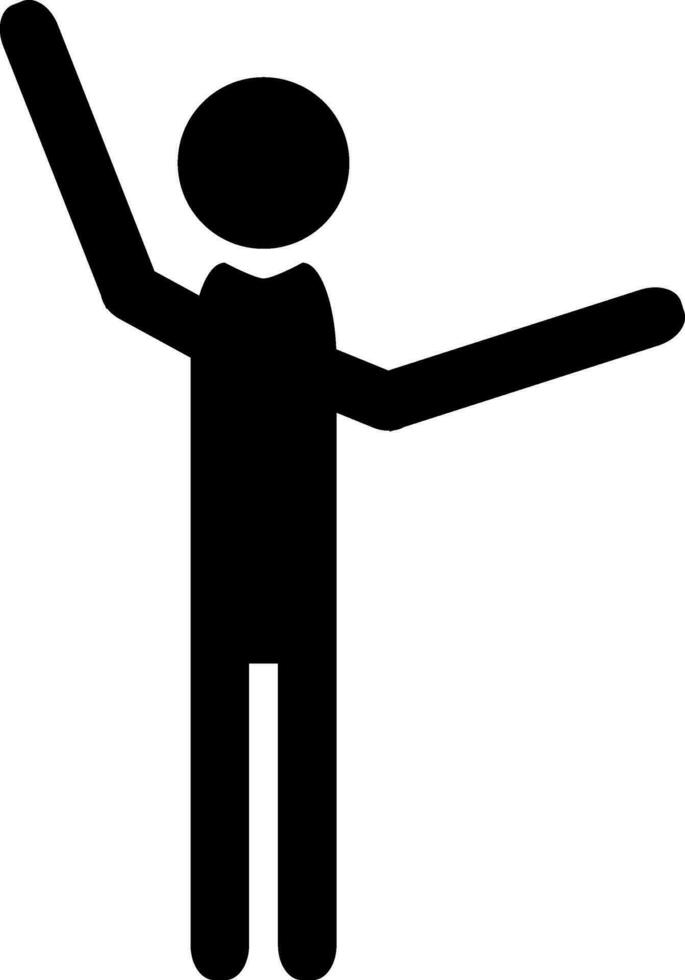 Man silhouette in expanding arms pose. vector
