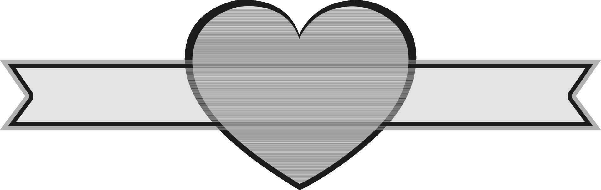 Flat style heart with ribbon. vector