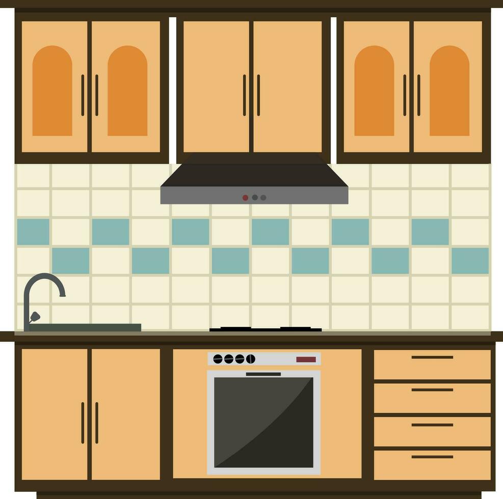 plano ilustración de cocina interior. vector