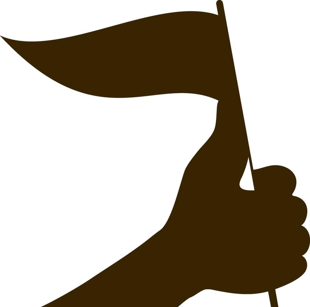 Human hand holding a waving flag. vector