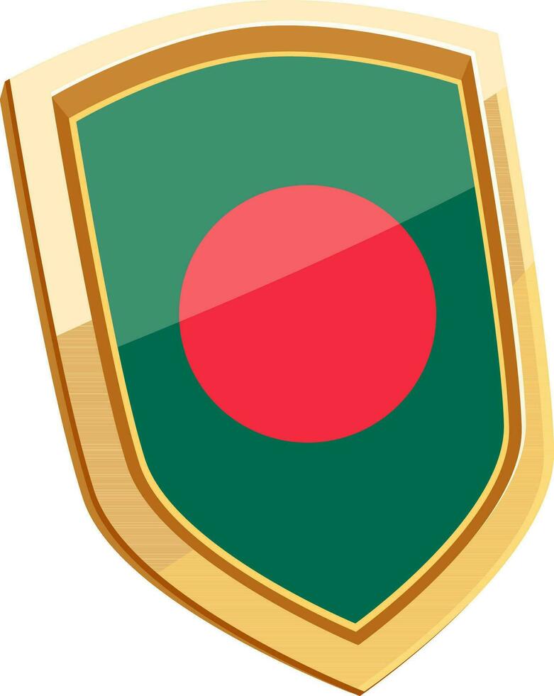 Golden shield with Bangladesh Flag. vector