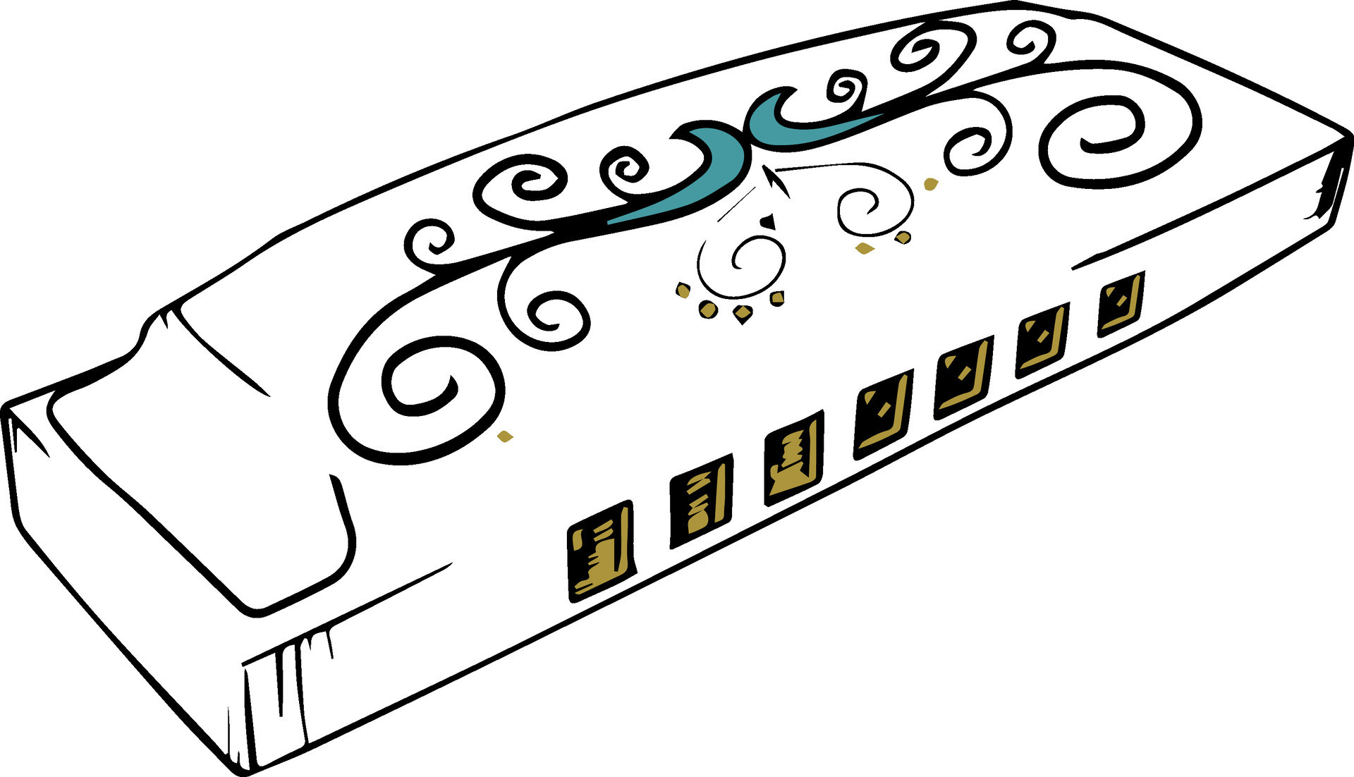 Mouth organ with floral design. 24861147 Vector Art at Vecteezy