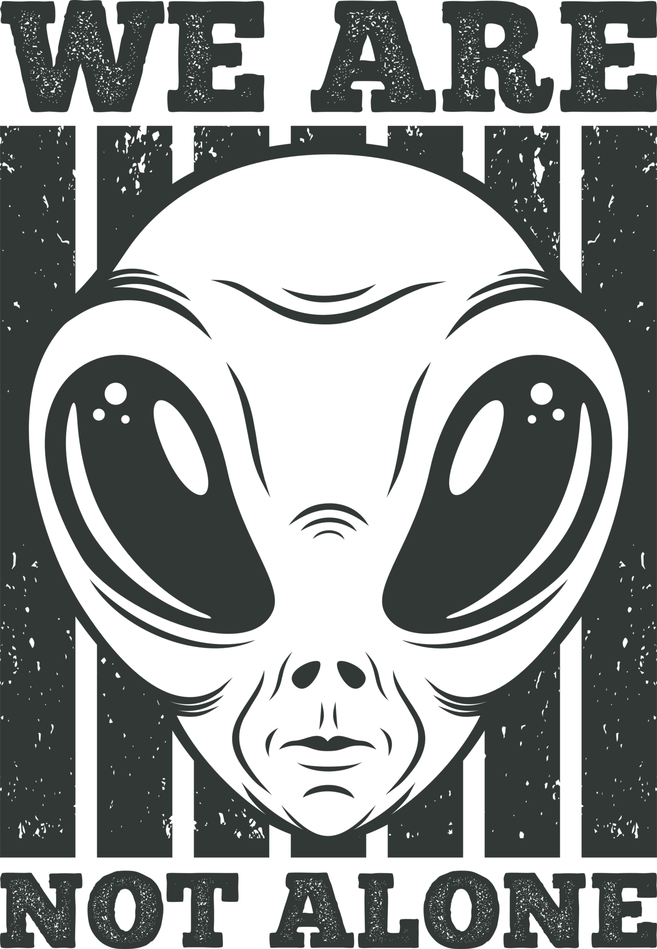 We Are Not Alone, Alien and UFO Typography Quote Design. 24861192 PNG